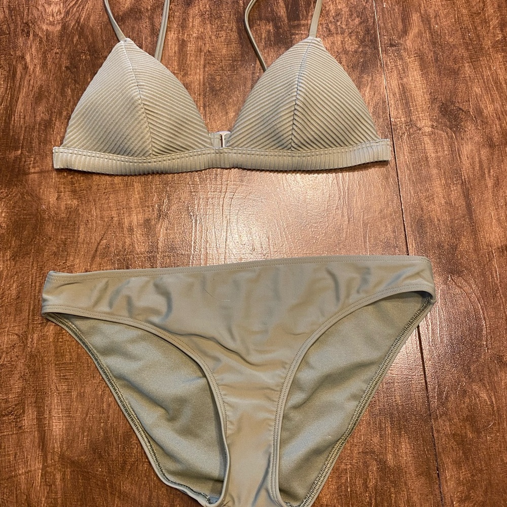 Hollister Green Bikini with Floral Detail